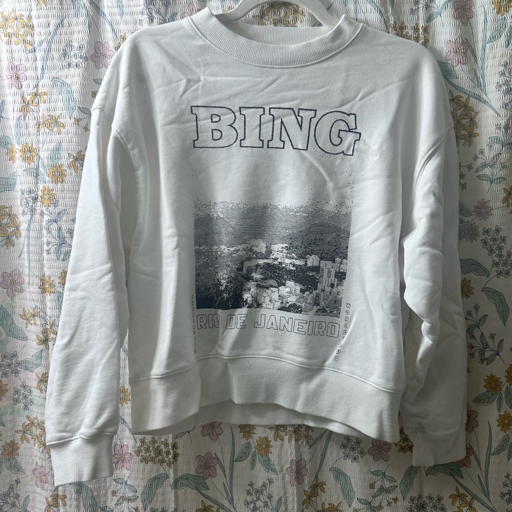 ANINE BING  Jaci Sweatshirt Rio De Janeiro in Cream - Picture 3 of 7